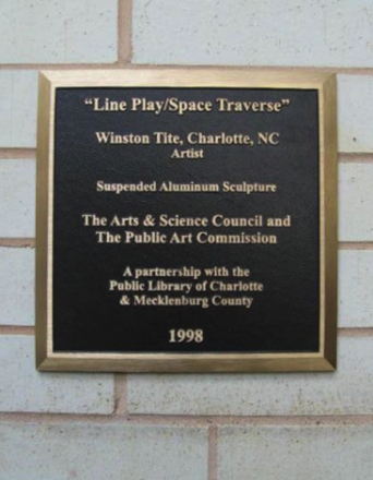 Line Play/Space Traverse Plaque (Description Error-Should Read:  Suspended Steel Sculpture)