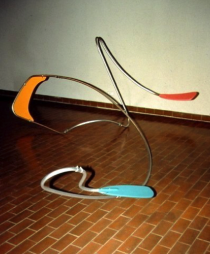 Zig-Zag
Steel, Wood, Hardware, Paint
11’L. x 8’3”W. x 4’H.
1992