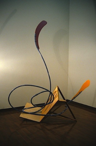 Around & Around & Away
Wood, Steel, Hardware, Paint
7’6”L. x  4’3”W. x 8’10”H.
2001