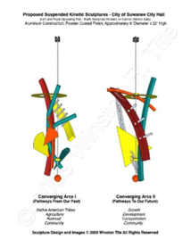 Image Sheet-Proposed Suspended 
Kinetic Sculptures
Converging Arcs I & II
CAD Drawing
8 1/2” x 11”
2009