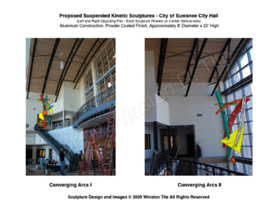 Image Sheet-Proposed Suspended 
Kinetic Sculptures
Converging Arcs I & II
CAD Drawing (Site)
8 1/2” x 11”
2009